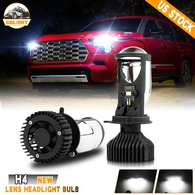 2X LHD H4 9003 Bi-LED Projector Lens Hi/Lo Headlight Mini Bulbs 200W Retrofit - Image 1 of 4