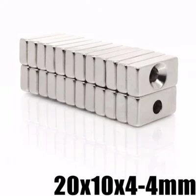 5 MAGNETI NEODIMIO 20X10X4 MM CALAMITA POTENTE FIMO CERAMICA FORO 4MM - Immagine 1 di 2