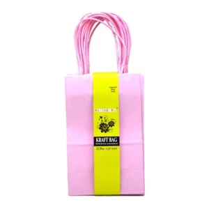 12 rosa kleine Kraftpapier Party Einkauf Geschenktüten mit Griffen Einzelhandel 5,25x8,5 - Bild 1 von 1
