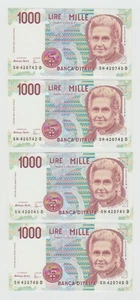 ITALIA REPUBBLICA 4 x 1000 LIRE MONTESSORI 1998 FDS UNC CONSECUTIVE #BANC51 - Imagen 1 de 2