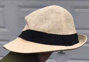 H & M Fedora Hat Band Paper Straw Woven Weave Stiff Medium/58 - Picture 1 of 8