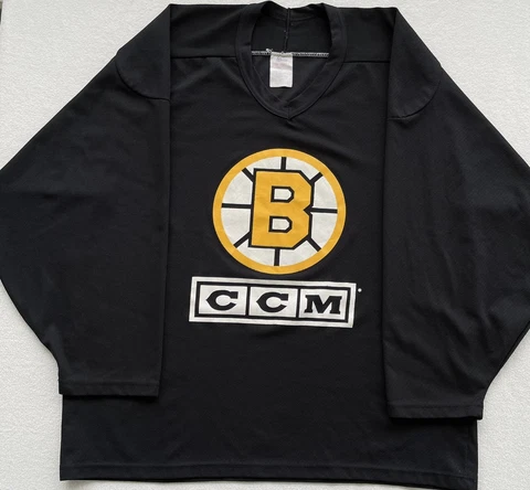 Vintage 1990’s Boston Bruins Jersey CCM Black Practice Jersey Sz L Bourque Cover