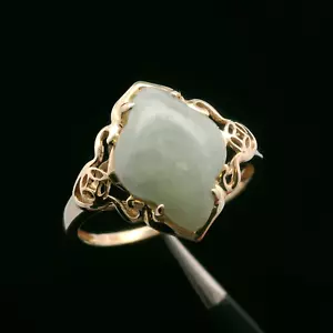 14kt Gelbgold Jade Ring - Größe 9 - 3,00 g - Bild 1 von 11