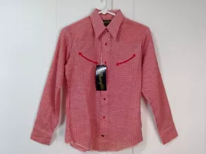 NWT Vintage 70's Wrangler Youth Red Gingham Western Shirt Pearl Snaps Size 16 - Picture 1 of 4