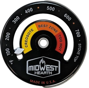 Midwest Hearth Wood Stove Thermometer - Magnetic Stove Top Meter (Made in USA) - Picture 1 of 5