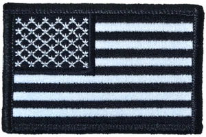USA Flag United States of America Embroidered Touch Fastener Hook Loop Patch BW - Picture 1 of 1