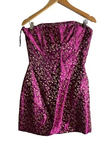 Vintage GAFUNKLE oriental floral satin strapless Cocktail dress size 14 - Picture 1 of 4