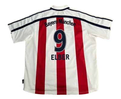 Bayern München FCB Elber Trikot Heim Gr. XXL 1998-00 Adidas Opel Weiß Rot - Bild 1 von 4