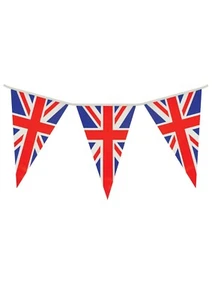 Union Jack Triangular Bunting 7 m PVC 25 Triangle Flags VE Day celebrations - Picture 1 of 1