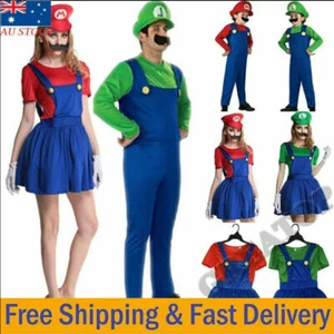 Super Mario Bros Luigi Juegos con disfraces Fiesta Disfraz Adulto Niños Vestido Elegante Conjunto - Imagen 1 de 20