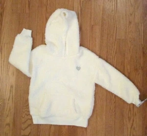 OshKosh Girls Faux Fur Fleece Pullover Hoodie Kangaroo Pocket +Ear Muffs NEW - Picture 1 of 7