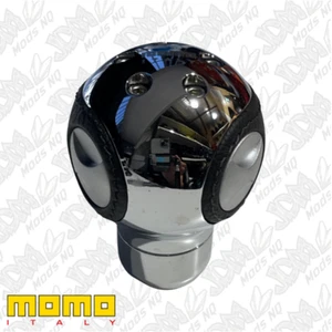 GENUINE Momo Gear Knob Streetball Chrome Black Leather - Picture 1 of 2