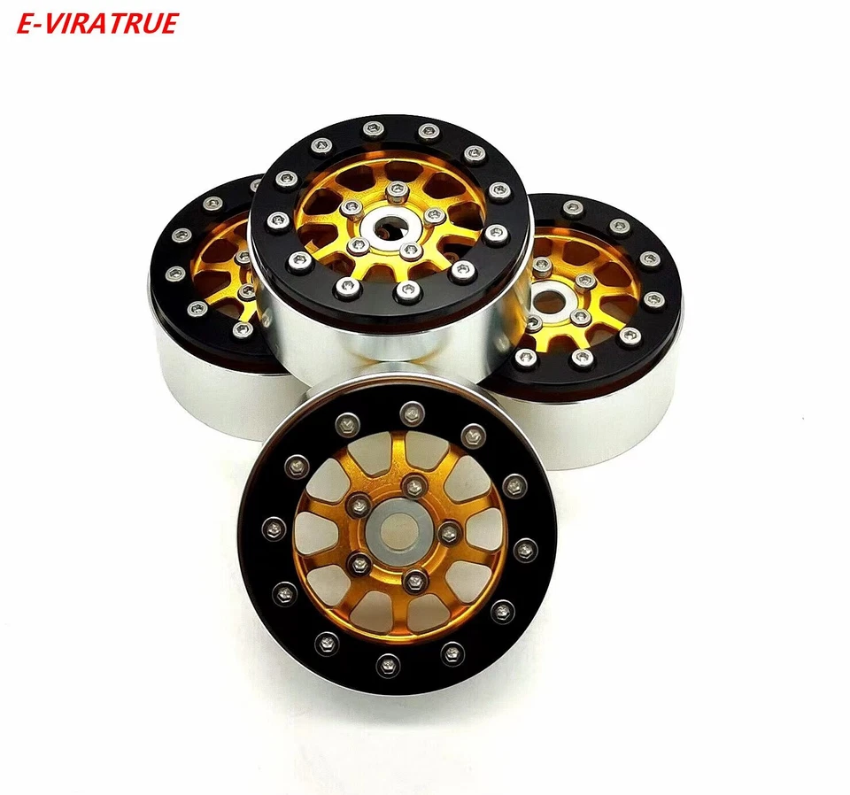 E-VIRATRUE 1.9''Aluminum Wheels Fit Proline tire For TRX4/TRX6/SCX10 Gold (4pcs） - Image 1 of 1
