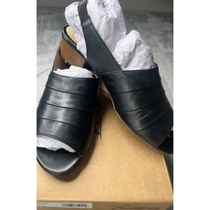 Trotters Nina T2225-001 Womens Black Leather Heeled Sandals Size 10 - Picture 1 of 6