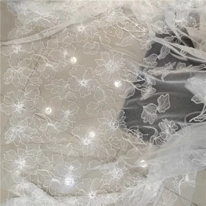 Blüte Bestickt Braut Kleid Schleier Tüll Verschnürt Abendkleid Spitze Stoff 1 M - Bild 1 von 13