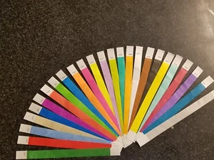 125 3/4" (5 each of 25 colors) TYVEK WRISTBANDS, PAPER WRISTBANDS, EVENT BANDS - Picture 1 of 1
