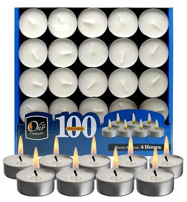 OHR CANDLES Tealight Candles - 100 Pack Bulk Tea Lights Candles - White Teali... - Image 1 of 4