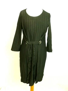 Massimo Dutti Black Pinstripe Stretch Jersey Wiggle Dress Size L CR094 HH 10 - Picture 1 of 9