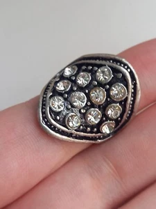 Chunky Silver And Clear Gem Ring - Picture 1 of 5