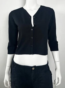 D Exterior Kurzarm Cropped Cardigan Oberteil Größe M Schwarz - Bild 1 von 5