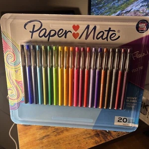 Paper Mate Flair! Colored Pens Felt Tip Medium-Point Assorted Colors, Set of 20 - Picture 1 of 3