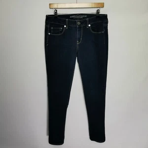 ~ American Eagle Outfitters ~ Womens Dark Blue Skinny Jeans 10L ~ W 32" L 32" ~ - Picture 1 of 12