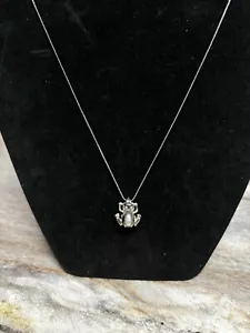Silver Frog Necklace With Fresh Water White Pearl 16” Chain - Picture 1 of 4