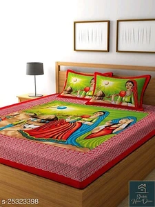 Cotton King Sanganeri Jaipur Bed Sheet Bed Spread with 2 pillow cover Multicolor - Picture 1 of 2