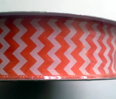 Berwick & Offray Wired Edge Ribbon, 2 inch  x 36 yd,  Zig Zag Orange - NEW - Image 1 of 3