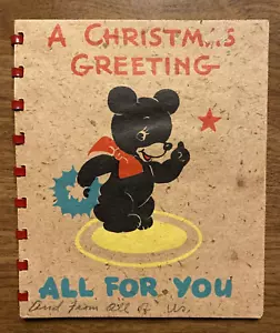 Vintage 1939 Hallmark Christmas Booklet Card All For You 14 Pages Teddy Bear P1H - Bild 1 von 17