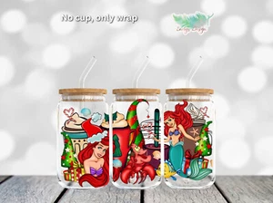 Christmas Mermaid | UV DTF Transfer Wrap 16 OZ Cup - Picture 1 of 1