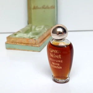 🔥 Vintage 1970's Helena Rubinstein Green Velvet Perfume Bottle Original Box - Picture 1 of 14