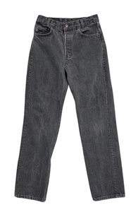 Vtg Levis 701 Student Jeans Button Fly USA Charcoal 90s Straight 27x28 Actual - Foto 1 di 14
