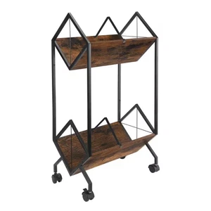 Brown 160-200 LP Vinyl Record Display Storage Rack, 2-Tier Retro Style Magazine - Foto 1 di 6