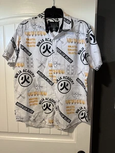 Naruto Shippuden Ninja Academy Button-Up Shirt Hidden Leaf Village L Viz - Picture 1 of 3