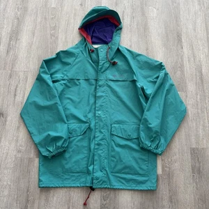 Columbia Jacket Mens Medium Teal Green Hooded Rain PVC Parka Waterproof RM3120 - Picture 1 of 9