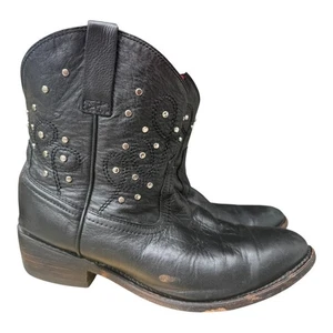 Miz Mooz Cozumel Studded Cowboy Boot Black Leather Women size 8.5 - Picture 1 of 10