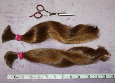 PELUCA HAIR REBORN 13 IN 3.1oz FINA Y SEDOSA ONDULADA RUBIA DORADA MEZCLAS COLAS DE CABALLO E12 Foto 1 de 4