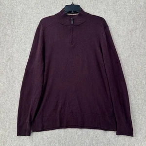 SmartWool Sweater Mens LARGE Burgundy Quarter Zip Merino Wool Blend Long Sleeve - Picture 1 of 8