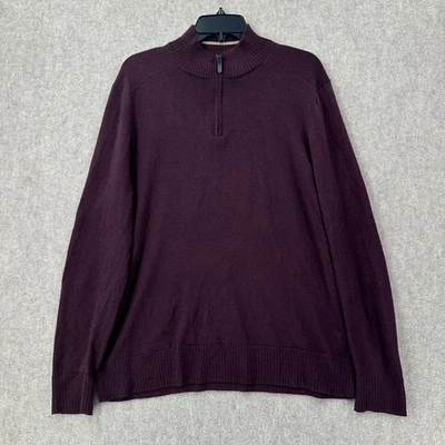 SmartWool Sweater Mens LARGE Burgundy Quarter Zip Merino Wool Blend Long Sleeve - Image 1 of 4