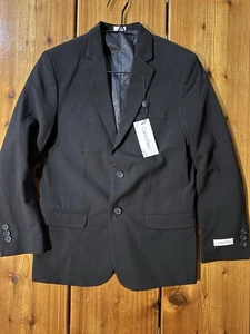 CALVIN KLEIN Boys Sz 14 Reg Black Blazer Jacket Sport Coat 2 Button K 821301 NEW - Picture 1 of 6