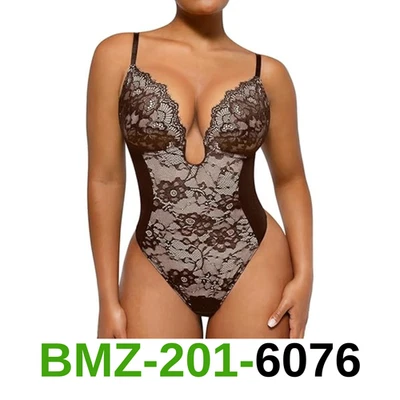 Bodysuits femininos SHAPELLX tanga de renda cintura superior slim barriga, GG - Imagem 1 de 4