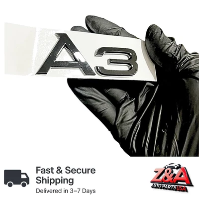 BLACK A3 REPLACEMENT FOR AUDI REAR TRUNK TAILGATE EMBLEM BADGE DECAL LETTERS - Image 1 of 4