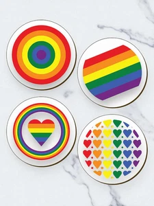 Rainbow Pride LGBTQ+ Untersetzer 4er Set Regenbogen Love Bar - Bild 1 von 1
