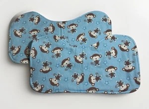 2 Handmade Flannel Cotton Monkeys Blue Brown Burp Cloths Thick Absorbent NEW - Picture 1 of 2