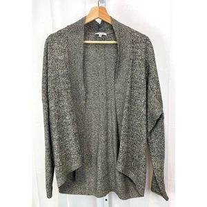 LISA TODD Cotton Cashmere Cocoon Cardigan Sweater Open Front Tan Gray Size M - Picture 1 of 10