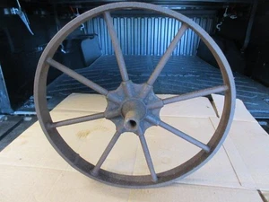 Antique Farm Salvage 8 Spoke 16 inch Diameter Iron Implement Wheel - Picture 1 of 10