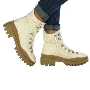 Vionic Jaxen wasserdichte Wanderstiefeletten mit Stollensohle Schnürung creme Größe 8,5 NEU - Bild 1 von 14