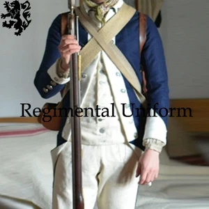 1776. Regimentsbataillon Uniform Oberst blau Wollmantel historische Kriegskleidung - Bild 1 von 7