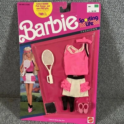 Roupa de tênis vintage Mattel Barbie Sporting Life Fashions babado 1990 NOVA NOS - Imagem 1 de 4